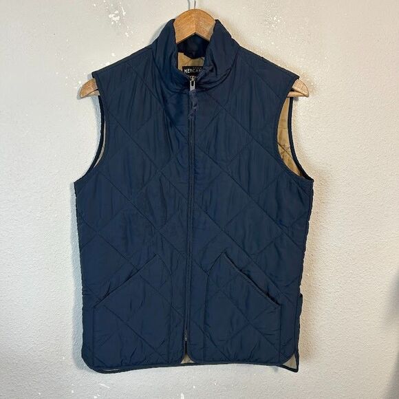 J Crew Mens Quilted Walker Vest XS Navy Blue Full Zip Insulated Outerwear - Picture 2 of 8